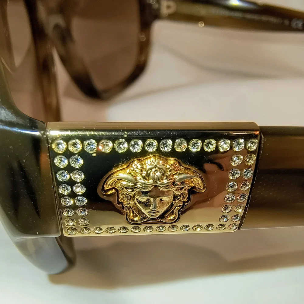 VERSACE Women's Tortoiseshell Sunglasses with Gold‎ & Rhinestone Accents